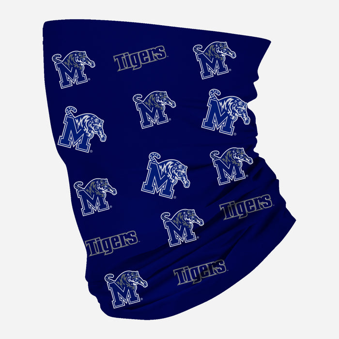 Memphis Tigers Neck Gaiter Royal All Over Logo - Vive La Fête - Online Apparel Store