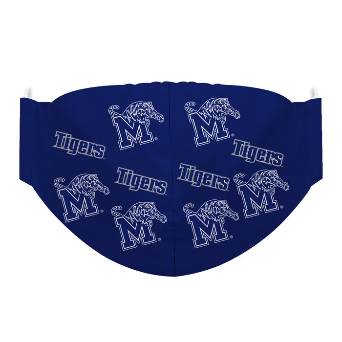 Memphis Tigers Face Mask Royal All Over Logo - Vive La Fête - Online Apparel Store