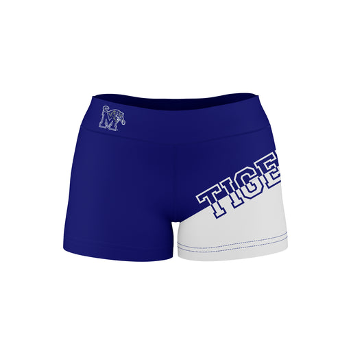 Memphis Tigers Vive la Fete Game Day Collegiate Leg Color Block Women Blue White Optimum Yoga Short - Vive La Fête - Online Apparel Store