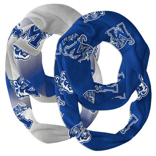 Memphis Tigers Vive La Fete All Over Logo Game Day Collegiate Women Set of 2 Light Weight Ultra Soft Infinity Scarfs