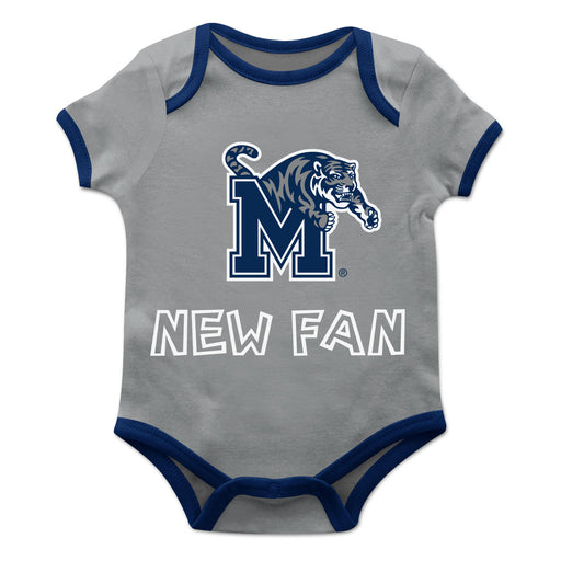 Memphis Tigers Vive La Fete Infant Game Day Gray Short Sleeve Onesie New Fan Logo and Mascot Bodysuit
