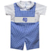 Memphis Tigers  Smocked Royal  Gingham Jon Jon And Short Sleeve White Shirt
