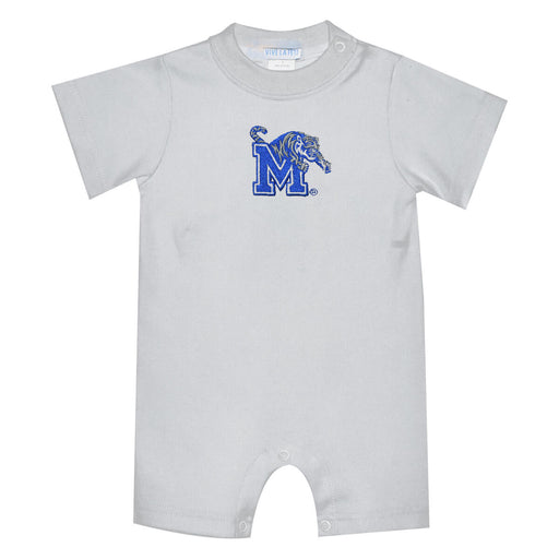 Memphis Tigers Embroidered White Knit Short Sleeve Boys Romper