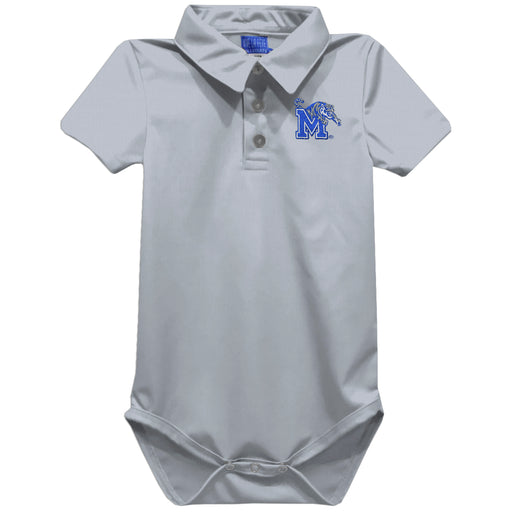 Memphis Tigers Embroidered Gray Solid Knit Polo Onesie