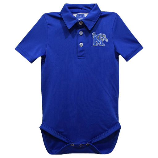 Memphis Tigers Embroidered Royal Solid Knit Polo Onesie