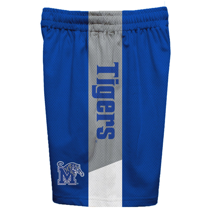 Memphis Tigers Vive La Fete Game Day Blue Stripes Boys Solid Gray Athletic Mesh Short - Vive La Fête - Online Apparel Store