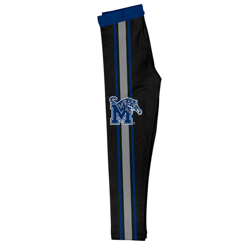 Memphis Tigers Vive La Fete Girls Game Day Black with Blue Stripes Leggings Tights