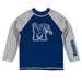 Memphis Tigers Vive La Fete Blue and Gray Long Sleeve Raglan Rashguard