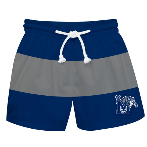 Memphis Tigers Vive La Fete Blue Gray Stripes Swimtrunks V2