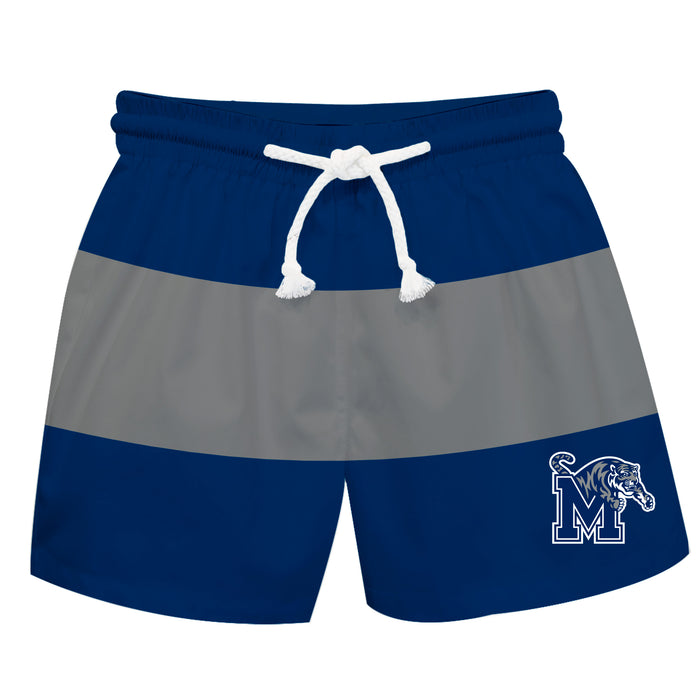 Memphis Tigers Vive La Fete Blue Gray Stripes Swimtrunks V2