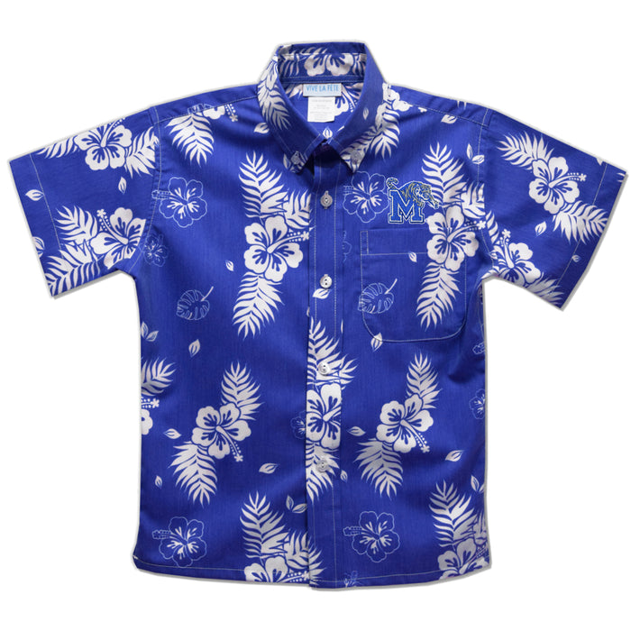 Memphis Tigers Royal Hawaiian Short Sleeve Button Down Shirt