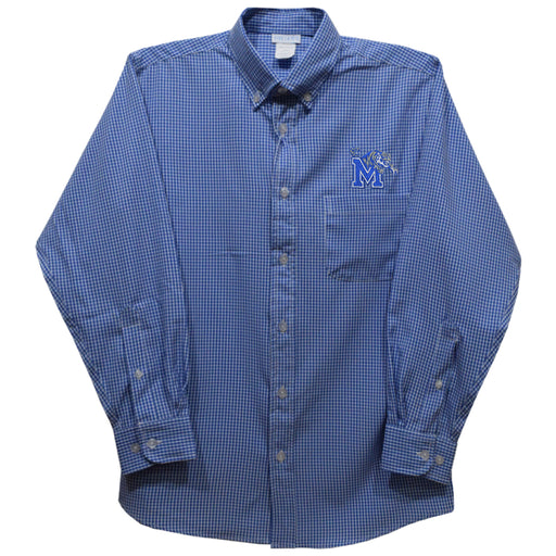 Memphis Tigers Embroidered Royal Gingham Long Sleeve Button Down
