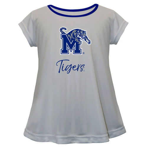 Memphis Tigers Vive La Fete Girls Game Day Short Sleeve Gray Top with School Logo and Name