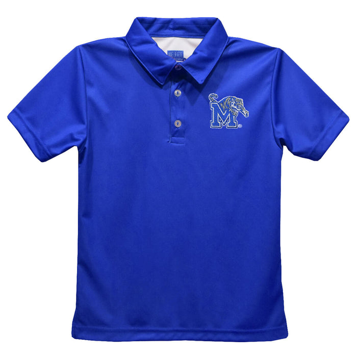 Memphis Tigers Embroidered Royal Short Sleeve Polo Box Shirt