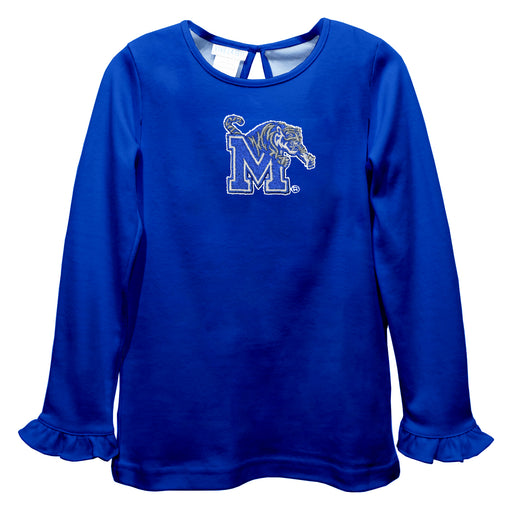 Memphis Tigers Embroidered Royal Knit Long Sleeve Girls Blouse