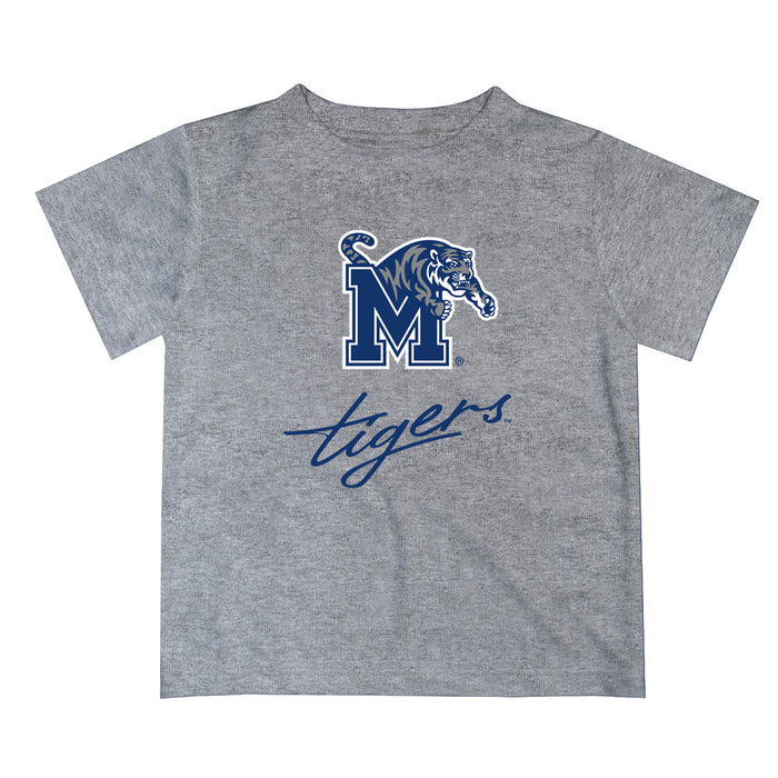 Memphis Tigers Vive La Fete Script V1 Heather Gray Short Sleeve Tee Shirt