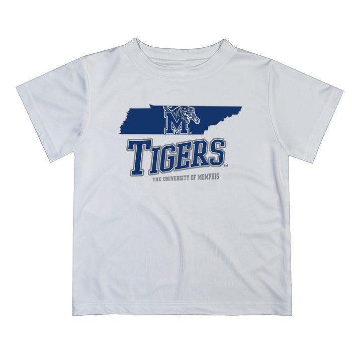 Memphis Tigers Vive La Fete State Map White Short Sleeve Tee Shirt