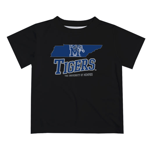 Memphis Tigers Vive La Fete State Map Black Short Sleeve Tee Shirt