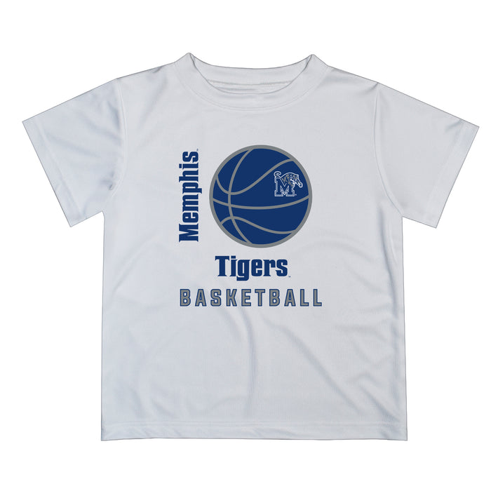 Memphis Tigers Vive La Fete Basketball V1 White Short Sleeve Tee Shirt