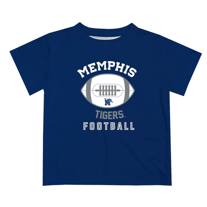 Memphis Tigers Vive La Fete Football V2 Blue Short Sleeve Tee Shirt