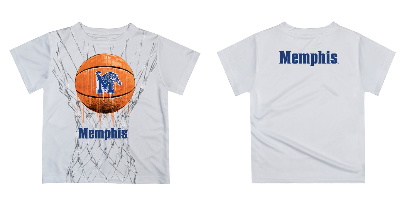 Memphis Tigers Original Dripping Basketball Blue T-Shirt by Vive La Fete - Vive La Fête - Online Apparel Store