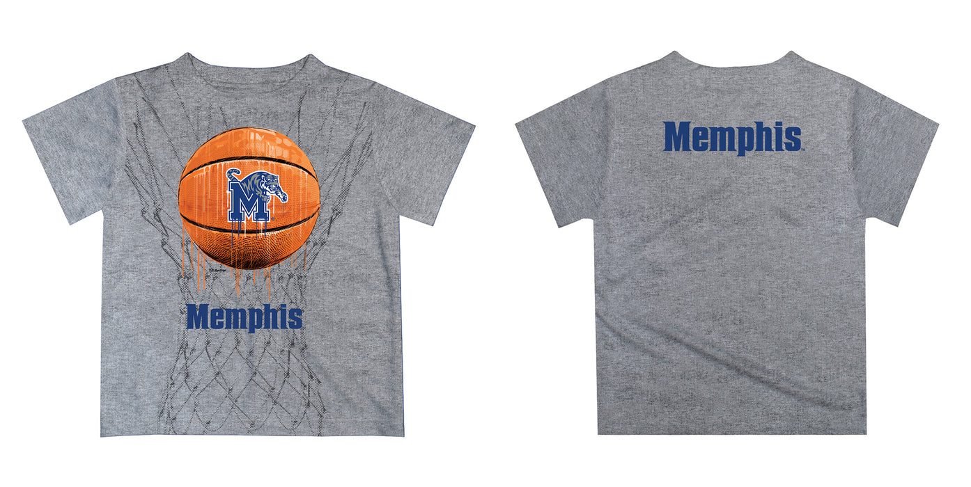 Memphis Tigers Original Dripping Basketball Blue T-Shirt by Vive La Fete - Vive La Fête - Online Apparel Store