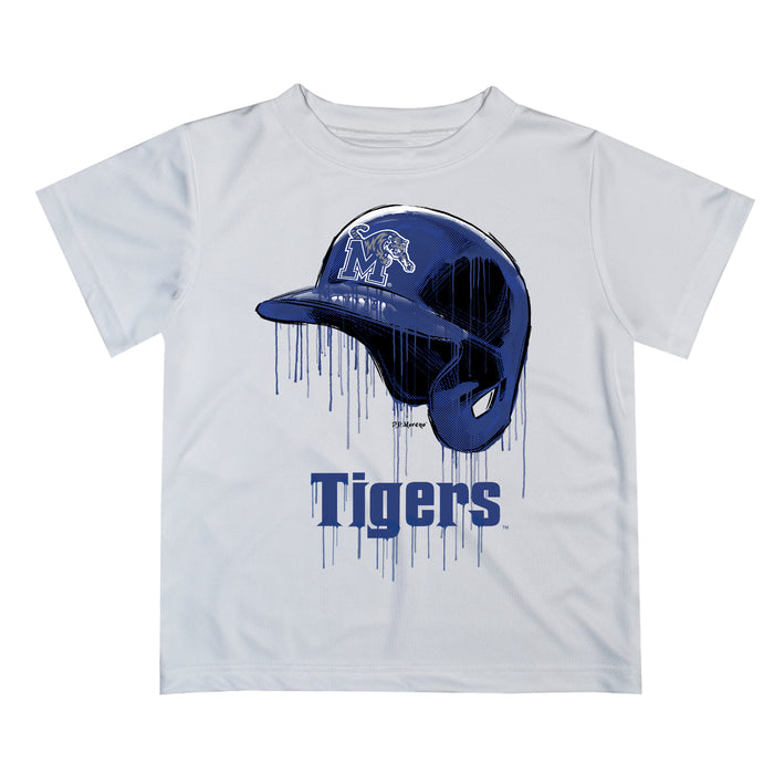 Memphis Tigers Original Dripping Baseball Hat White T-Shirt by Vive La Fete