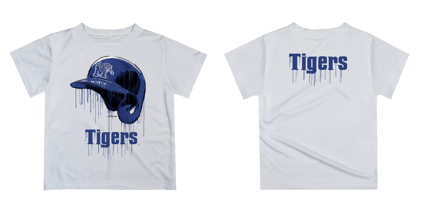 Memphis Tigers Original Dripping Baseball Hat Blue T-Shirt by Vive La Fete - Vive La Fête - Online Apparel Store
