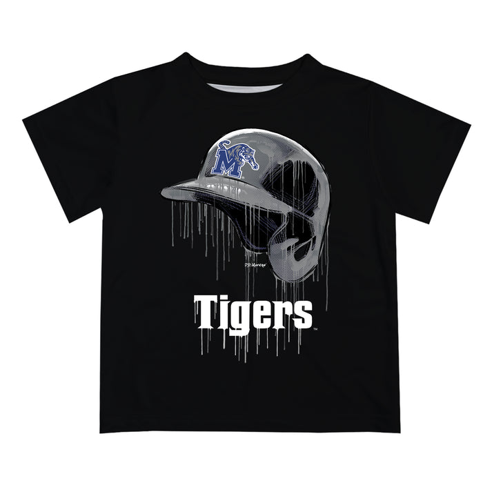 Memphis Tigers Original Dripping Baseball Hat Black T-Shirt by Vive La Fete