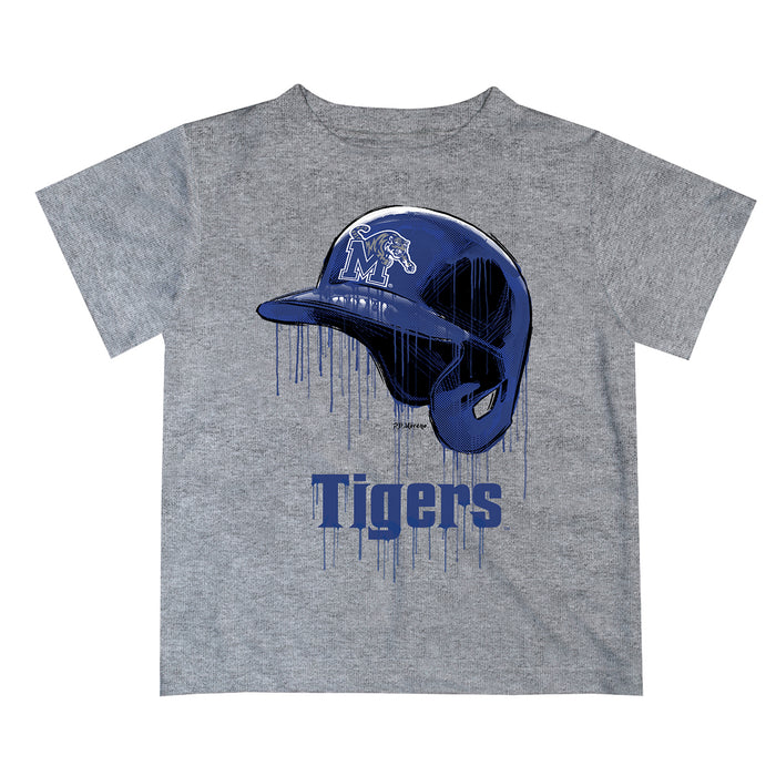 Memphis Tigers Original Dripping Baseball Hat Gray T-Shirt by Vive La Fete