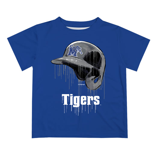 Memphis Tigers Original Dripping Baseball Hat Blue T-Shirt by Vive La Fete