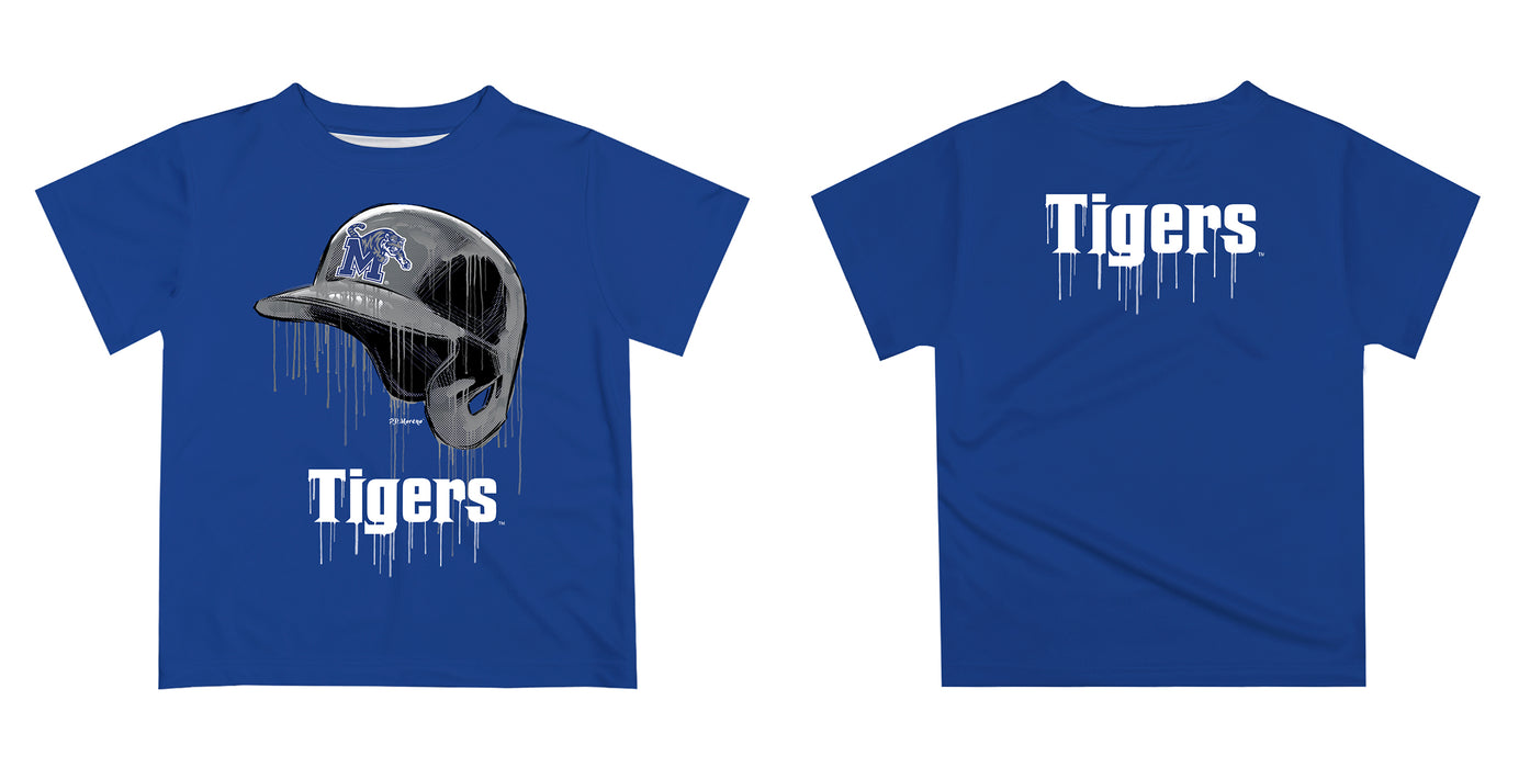 Memphis Tigers Original Dripping Baseball Hat Blue T-Shirt by Vive La Fete - Vive La Fête - Online Apparel Store
