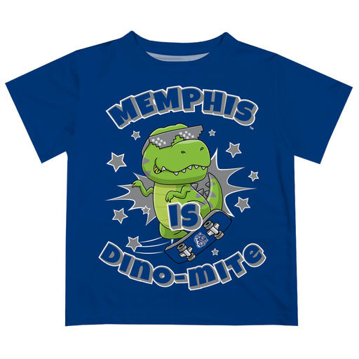 Memphis Tigers Vive La Fete Dino-Mite Boys Game Day Blue Short Sleeve Tee