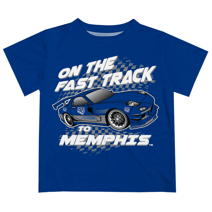 Memphis Tigers Vive La Fete Fast Track Boys Game Day Blue Short Sleeve Tee