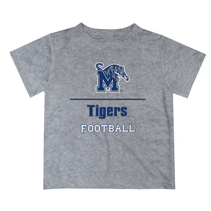 Memphis Tigers Vive La Fete Football V1 Heather Gray Short Sleeve Tee Shirt