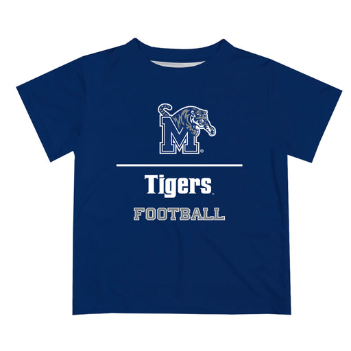 Memphis Tigers Vive La Fete Football V1 Blue Short Sleeve Tee Shirt