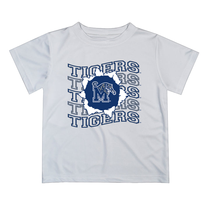 Memphis Tigers Vive La Fete  White Art V1 Short Sleeve Tee Shirt