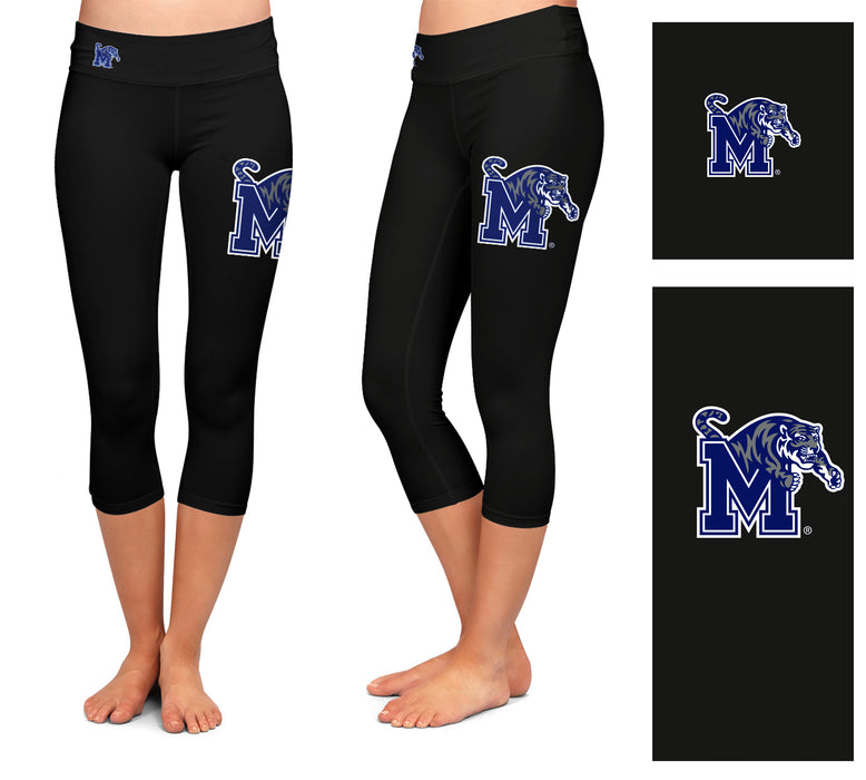 Memphis Tigers Vive La Fete Game Day Collegiate Large Logo on Thigh and Waist Women Black Capri Leggings - Vive La Fête - Online Apparel Store