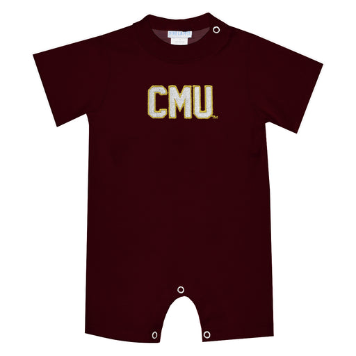 Colorado Mesa University Mavericks CMU Embroidered Maroon Knit Short Sleeve Boys Romper