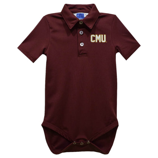 Colorado Mesa University Mavericks CMU Embroidered Maroon Solid Knit Polo Onesie