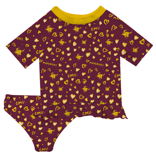 Colorado Mesa University Mavericks CMU Vive La Fete All Over Logo Maroon Long Sleeve Bikini Set
