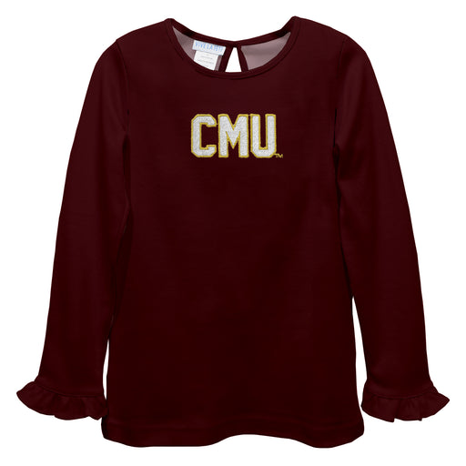 Colorado Mesa University Mavericks CMU Embroidered Maroon Knit Long Sleeve Girls Blouse