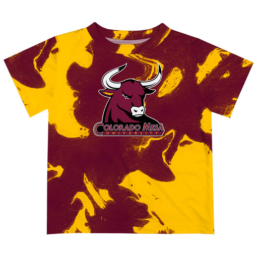 Colorado Mesa University Mavericks CMU Vive La Fete Marble Boys Game Day Maroon Short Sleeve Tee