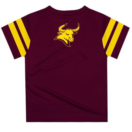 Colorado Mesa University Mavericks CMU Vive La Fete Boys Game Day Maroon Short Sleeve Tee with Stripes on Sleeves - Vive La Fête - Online Apparel Store
