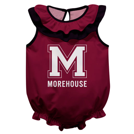 Morehouse Maroon Tigers Maroon Sleeveless Ruffle Onesie Logo Bodysuit by Vive La Fete
