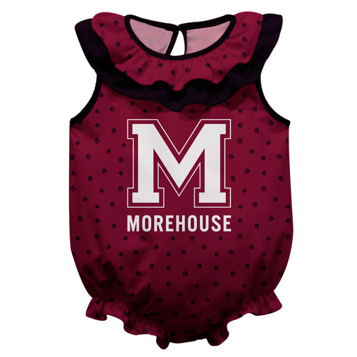Morehouse Maroon Tigers Swirls Maroon Sleeveless Ruffle Onesie Logo Bodysuit