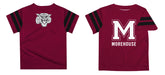 Morehouse Maroon Tigers Vive La Fete Boys Game Day Maroon Short Sleeve Tee with Stripes on Sleeves - Vive La Fête - Online Apparel Store