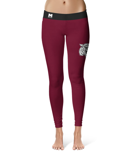 Morehouse College Maroon Tigers Vive La Fete Collegiate Logo on Thigh Maroon Women Yoga Leggings 2.5 Waist Tights