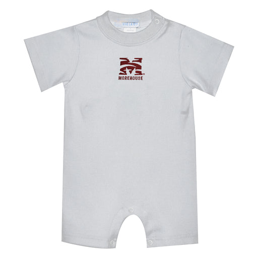 Morehouse College Maroon Tigers Embroidered White Knit Short Sleeve Boys Romper