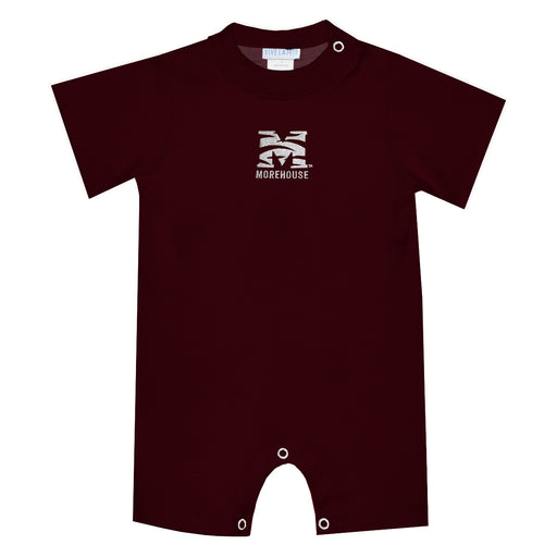 Morehouse College Maroon Tigers Embroidered Maroon Knit Short Sleeve Boys Romper